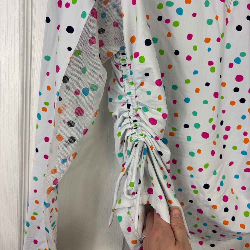 Ibkul white polka dot adjustable length mock neck long sleeve top sz xl - Picture 5 of 7